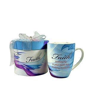 NWT Angel Star Faith Ceramic Mug White with Inspiration Quote Design New